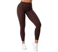 Kamo Fitness Serenity No Front Seam Leggings 25" Inseam Yoga Pants High Waisted Soft Workout Tights, Java Brown, M
