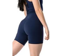 Kamo Fitness Serenity Shorts High Waisted 6" Inseam No Front Seam Thigh Friendly V Booty Seam Women's Biker Shorts, Inkwell, S