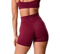 Kamo Fitness Serenity Shorts High Waisted 6" Inseam No Front Seam Thigh Friendly V Booty Seam Women's Biker Shorts, Dark Cherry, S