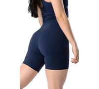 Kamo Fitness Serenity Shorts High Waisted 6" Inseam No Front Seam Thigh Friendly V Booty Seam Women's Biker Shorts, Inkwell, S
