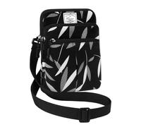 KAMO Multifunction Phone Bag One Shoulder Phone Waist Bag Diagonal Cross Bag, Black-Willow leaf, One Size