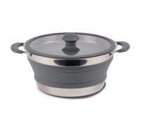 Kampa Folding Collapsible Silicone & Stainless Steel 3 Litre Grey Saucepan