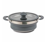 Kampa Folding Collapsible Silicone & Stainless Steel Saucepan - 3 Litre - Grey