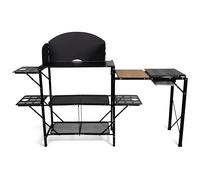 Kampa SlimChef Camping Kitchen Stand, Folding Outdoor Cooking Station with Sink & Windshield, Portable Caravan Camp Kitchen Table, 30kg Load Prep & Wash Unit