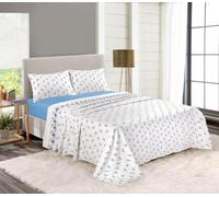 Kampala Hill 100% Brushed Cotton Flannelette Sheet Set - Fitted Sheet, Flat Sheet, Pillow Cases Blue King