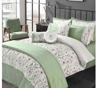 Kampala Hill Arabella Embroidery Green Duvet Cover Set With Pillowcases Super King Bedding Set