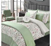 Kampala Hill Arabella Green Duvet Cover Set Super King Bedding Set