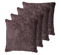 Kampala Hill Belmont Cushions with Covers Set of 4 Chenille Texture Filled Square Cushion Knife-Edge Finish Decorative 55x55cm Aubergine
