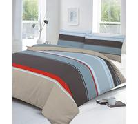 Kampala Hill Carter Brown Kingsize Duvet Cover Set Polycotton Striped Bedding