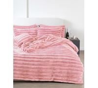 Kampala Hill Chunky Faux Fur Duvet Cover Set - Single - Blush Pink