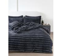 Kampala Hill Chunky Faux Fur Duvet Cover Set - Single - Dark Charcoal