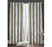 Kampala Hill Crushed Velvet Eyelet Ring Top Light Filtering Curtains Cream 66x54