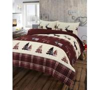 Kampala Hill Flannelette Tartan Stag Brushed Cotton Duvet Cover Set Bedding Set Brown King