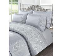 Kampala Hill Floral Embellished Duvet Cover Set Bedding Set With Pillowcases Silver Amara Double