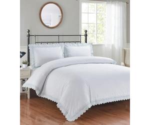 Kampala Hill Hearts Embroidered Luxury Duvet Cover Set Bedding Set White Evelyn