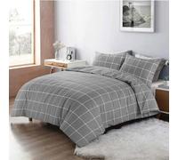 Kampala Hill Mateo Reversible Stripes and Dots Duvet Cover Set Grey Geometric Double Bedding Set