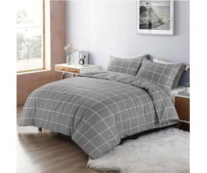 Kampala Hill Mateo Reversible Stripes and Dots Duvet Cover Set Grey Geometric Kingsize Bedding Set