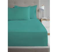 Kampala Hill Percale Double Fitted Sheet Extra Deep Bedding Teal