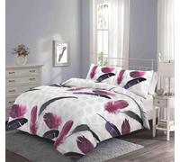 Kampala Hill Purple Feathers Duvet Cover Set Animal Themed Super King Bedding Set