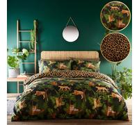 Kampala Hill Reversible Leopard Print Duvet Cover Set Bedding Wild Cats Tiger Jaguar Cheetah Jungle Leaf Kingsize