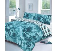 Kampala Hill Roses Duvet Cover Bedding Set King, Teal