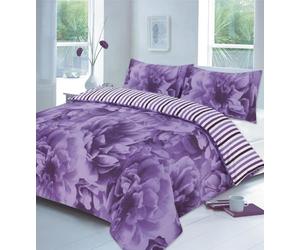 Kampala Hill Roses Duvet Cover Bedding Set Super King, Lilac
