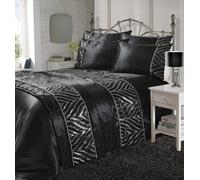 Kampala Hill Shimmer Duvet Cover Set Sequin Embellished Bedding Black