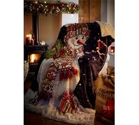 Kampala Hill Vintage Snowman Festive Christmas Xmas Throw Sherpa Blanket