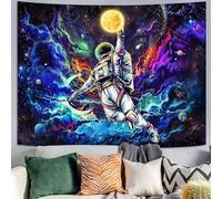 kampdream Blacklight Astronaut Space Tapestry, UV Reactive Galaxy Universe Planet Glow in Dark Tapestries for Men, Boys and Teens Cool Poster 68×90 inch