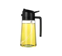 KAMPS 470ml/16oz Olive Oil Spray Bottle - 2-in-1 Dispenser & Sprayer for Cooking - Refillable Glass Bottle - Ideal for Air Fryer, Grilling, Baking, Roasting, BBQ - Kitchen Gadget (Black)