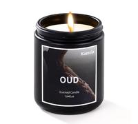 Kamria Oud Scented Candle for Men, Masculine Woodsy Aromatherapy Jar Candle, Natural Soy Wax Long Lasting Burn, Luxury Black Decor Gift for Him, 7oz