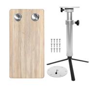 KAMRVLAAI Adjustable RV Table Kit, 31.5"x15.7" Wood Grain Top, Aluminum Leg, Swivel Base & Tripod - Versatile Dining & Work Desk for Camper Van, Marine, Boat (Silver)