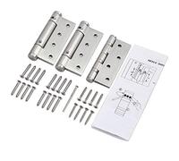 Kamtop 3-Pack 4 Inch (100mm) Fire Rated Self-Closing Door Hinges - Stainless Steel Ball Bearing Hinges, Chrome Finish for Internal Doors (2 with Springs, 1 Plain)