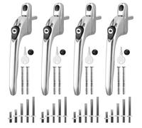 Kamtop 4 Pcs Window Handle for uPVC Windows, Universal Espag Handles with Key, Aluminum Lockable Window Handle Inline Locking with 10, 15, 30, 43, 55mm Spindle