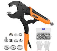 Kamtop Snap Fastener Tool, Heavy Duty Snap Button Plier with 3 Dies and 30 Sets Metal Snaps, Adjustable Snap Setter Snap Sewing Accessories Installation Kit for Canvas Leather Boat Cover Replacement