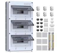 Kamtop Surface-Mounted Distribution Box, 2 Rows 36 Modules - IP65 Fuse Box, Small Distribution Box for Outdoor Use, Garden, Farm, Shop, with Terminals & Connectors