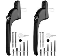 Kamtop Window Handle for uPVC Windows, Universal Espag Handles with Key, Aluminum Lockable Window Handle Inline Locking with 10, 15, 30, 43, 55mm Spindle (Black, 2PCSxB)