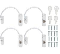Kamtop Window Locks, Window Restrictor Locks Child Safety Locks, Door Locks Security Locks for Baby Security Cable Lock Anti Theft Window Guards for Child Casement Window Lock with Keys (4 Packs)