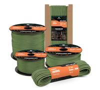 Kamu Synber 550 Paracord 4mm 10m Type III 7 Strands 100% Nylon Rope Parachute Cord Ideal for Crafting, DIY, Camping, Survival, Outdoor | Support 250kg | Forest Green