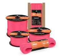 Kamu Synber 550 Paracord 4mm 30m Type III 7 Strands 100% Nylon Rope Parachute Cord Ideal for Crafting, DIY, Camping, Survival, Outdoor | Support 250kg | Neon Pink