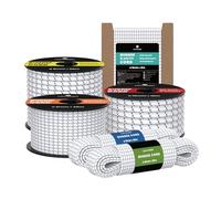 Kamu Synber Bungee Cord 8mm x 10m Elastic Shock Cord Bungee Rope for Tarpaulin, Kayak, Tie Down, Camping | White/Black