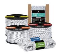 Kamu Synber Bungee Cord 8mm x 20m Elastic Shock Cord Bungee Rope for Tarpaulin, Kayak, Tie Down, Camping | White/Black