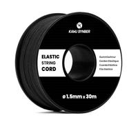 Kamu Synber Elastic Cord 1.5mm x 30m Elastic String Elastic Rope | Black | 100% Stretch, OEKO-TEX Standard, Bracelet, Sewing, Necklace, Mask, Hat, DIY, Craft, Rubber, Spool
