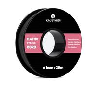 Kamu Synber Elastic Cord 1mm x 30m Elastic String Elastic Rope | Black | 100% Stretch, OEKO-TEX Standard, Bracelet, Sewing, Necklace, Mask, Hat, DIY, Craft, Rubber, Spool