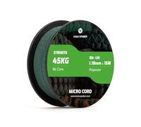 Kamu Synber Micro Cord 1.18mm Paracord Braided Rope 15m Spool for Bracelet, Crafting, Jewelry Making, Key Chains | Support 45kg | Dark Green
