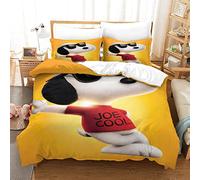 KAMUFF 3-Piece Set Snoopy Duvet Cover Set 3D PuppyPrinted Bedding Quilt Duvet Cover with Zipper Closure Ultra Soft for Kids Teens Microfiber Bedding