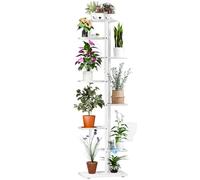 kamulouk 8 Tier Tall Corner Plant Stand Indoor Outdoor, Metal Flower Shelf for Multiple Plants, Tiered Flower Stand for Living Room, Multi-Layer Metal Frame Plant Shelf White 8 Layers