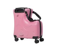 kamulouk Kids Suitcase with Large Capacity, Kids Suitcase with Wheels, Hand Luggage with Seat, Seat Belt and 4 Spinning Wheels, Pink