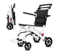 kamulouk Lightweight Wheelchair for Adults, 8.2kg Folding Wheelchairs for Adults, Wheel Chair with Adjustable Safety Strap & Carbon Steel Frame PU Wheels, Max Load 100kg, White