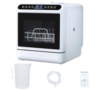 kamulouk Table Top Dishwasher with 5L Water Tank, Portable Dishwasher of Automatic Smart Countertop, Mini Dish washer with 5 Place Settings, 2-Tier Rack, 3-Spray Arm, Air-Dry Function UK